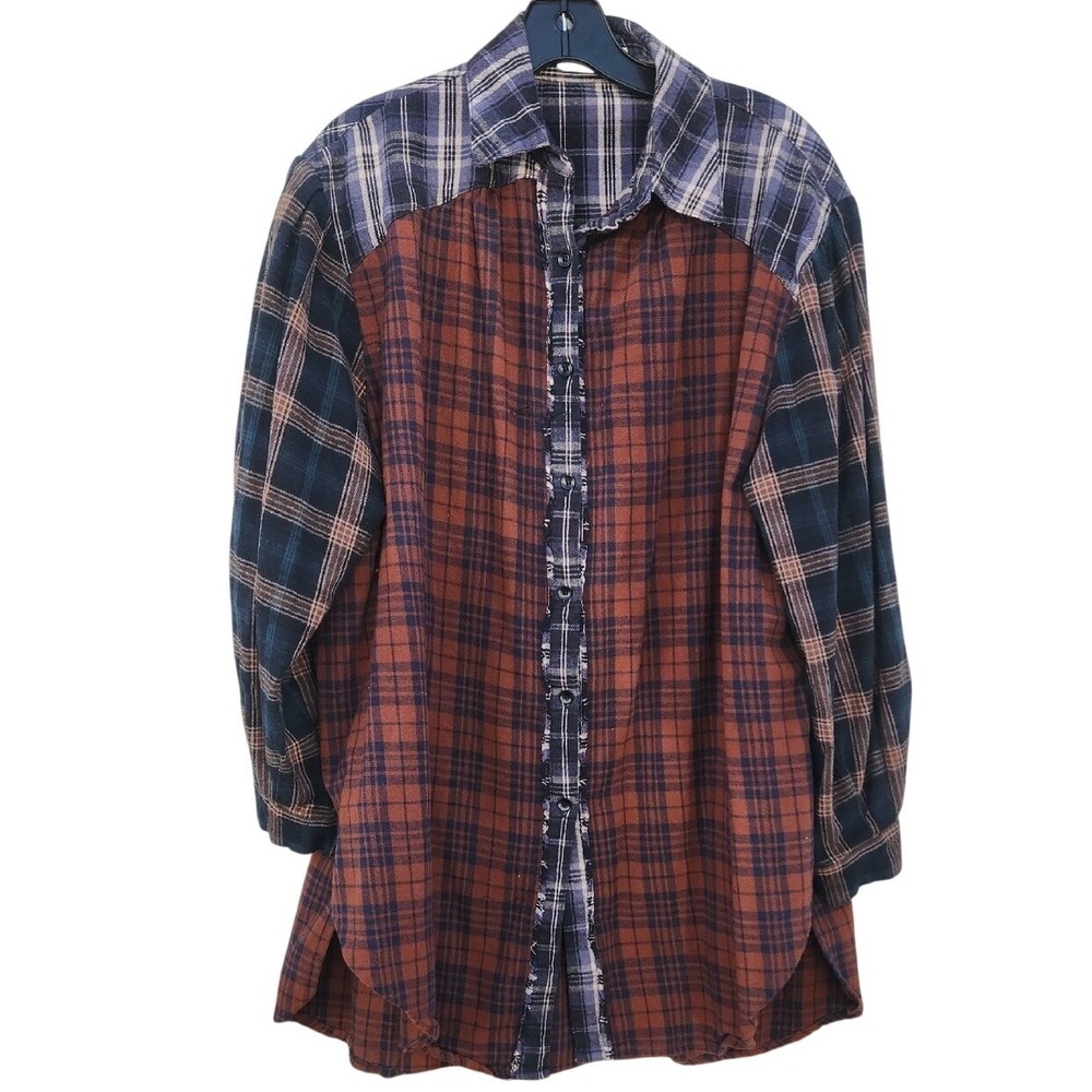 The Natural Life Plaid Flannel Patchwork Button Down Medium Gorpcore Cabin Mix